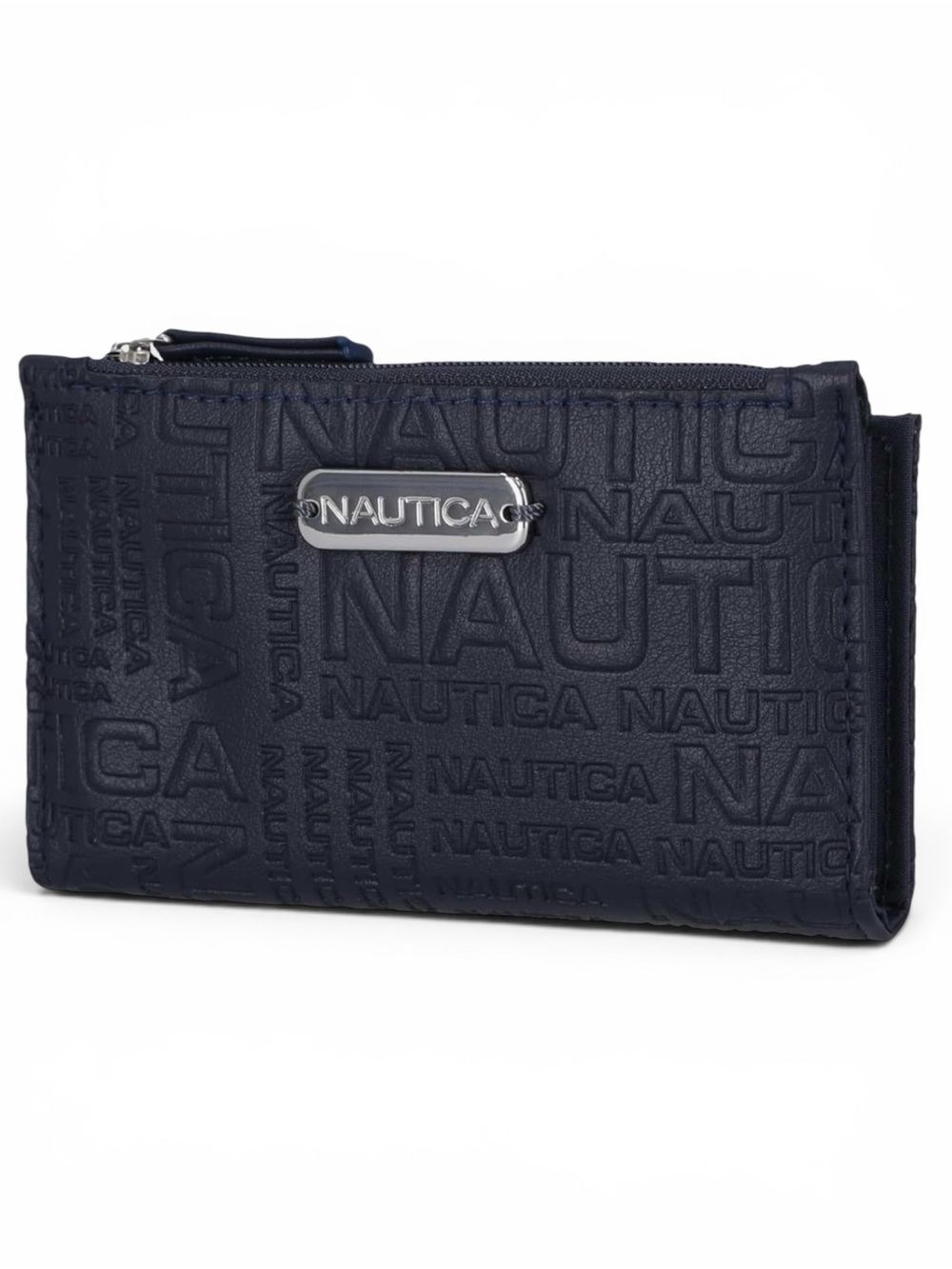 NAUTICA Indigo Embossed Logo Bifold Wallet with Zip Coin Pocket